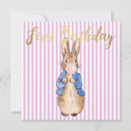 ピーターうさぎがピンクのバブルガムを吹く