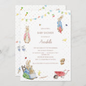 ピーターうさぎと家族のベビーシャワー 招待状 (正面/裏面)