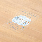 ピーターうさぎのキュートな衣類ラインのベビーシャワー アクリル招待状 (レイダウン)