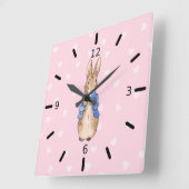 ピーターうさぎのハート柄 スクエア壁時計 (傾斜)