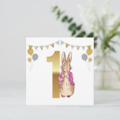ピーターうさぎのピンクのジャケットの最初の誕生日 招待状 (スタンド正面)