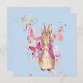 ピーターうさぎのピンクのジャケット サンキューカード (正面/裏面)