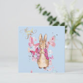 ピーターうさぎのピンクのジャケット サンキューカード (スタンド正面)