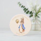 ピーターうさぎのベージュの背景 サンキューカード (スタンド正面)