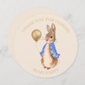 ピーターうさぎのベージュの背景 サンキューカード (正面/裏面)