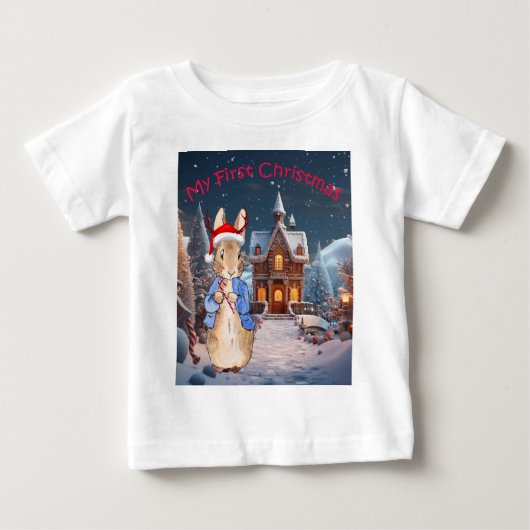 ピーターうさぎの初めてのクリスマス ベビーTシャツ (正面)