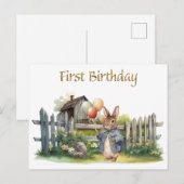 ピーターうさぎの1歳の誕生日メッセージ ポストカード (正面/裏面)