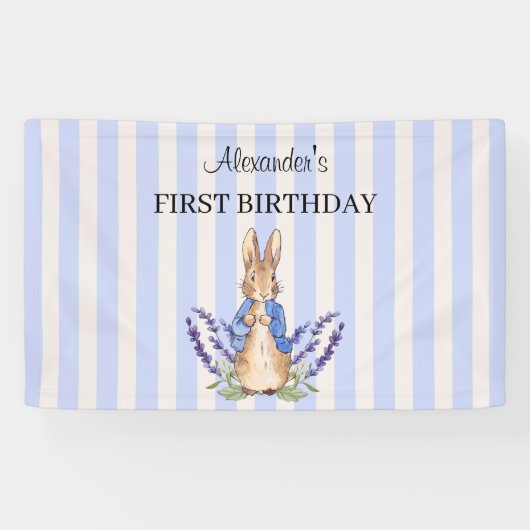 ピーターうさぎの1歳誕生日バナーをカスタマイズ 横断幕 (横)