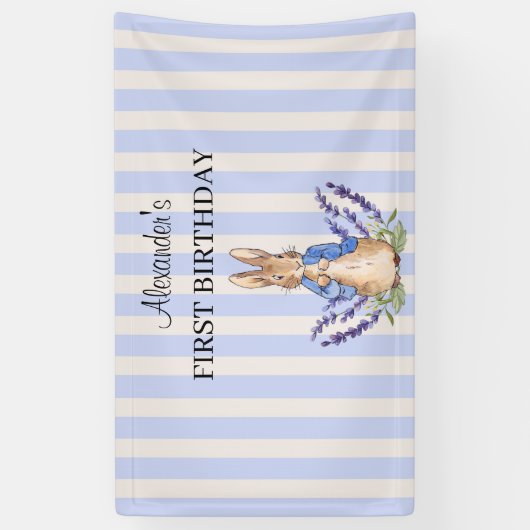 ピーターうさぎの1歳誕生日バナーをカスタマイズ 横断幕 (縦)