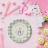ピーターうさぎセージ緑のギンガムベビーシャワー ペーパープレート (パーティー)