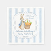 ピーターうさぎダスティストライプブルー赤ちゃんカスタムシャワー スタンダードカクテルナプキン (正面)