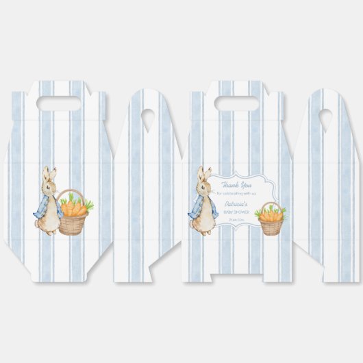 ピーターうさぎダスティ青いストライプの赤ちゃんシャワー好き フェイバーボックス (見開き)
