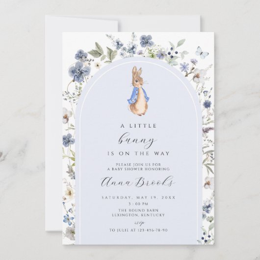 ピーターうさぎフローラボーイベビーシャワー招待状 招待状 (正面)
