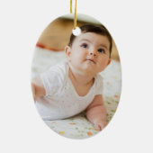 ピーターうさぎヴィンテージ水色クリスマスフォト セラミックオーナメント (裏面)