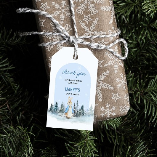 ピーターうさぎ冬のアーチベイビーシャワーありがとう ギフトタグ