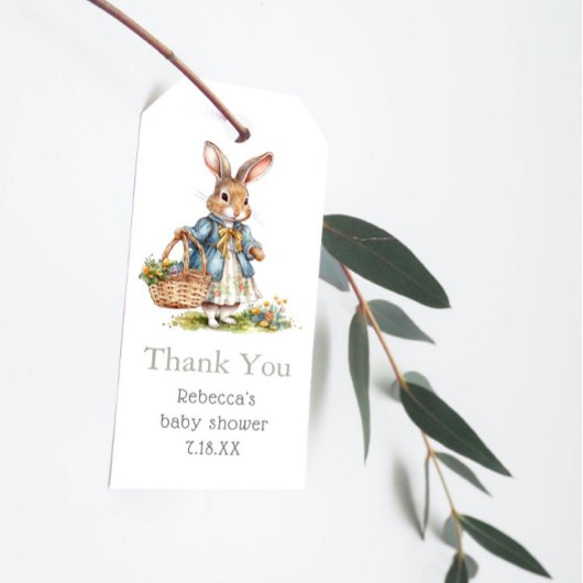 ピーターうさぎ女の子ベイビーシャワーありがとう ギフトタグ