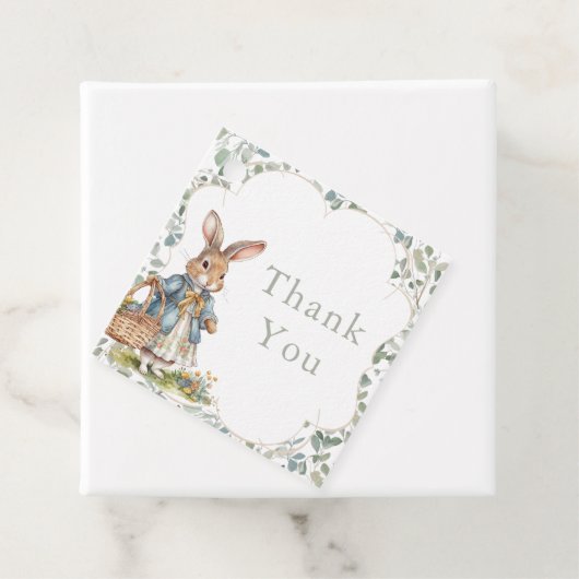ピーターうさぎ女の子ベイビーシャワーありがとう フェイバータグ (インサイチュ)
