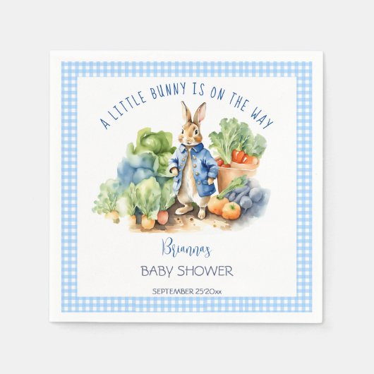ピーターうさぎ男の赤ちゃんの赤ちゃんシャワー印刷 スタンダードカクテルナプキン (正面)