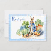 ピーターうさぎ男の赤ちゃんの赤ちゃんシャワー サンキューカード (正面)
