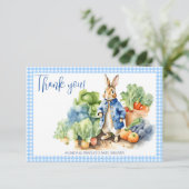 ピーターうさぎ男の赤ちゃんの赤ちゃんシャワー サンキューカード (スタンド正面)