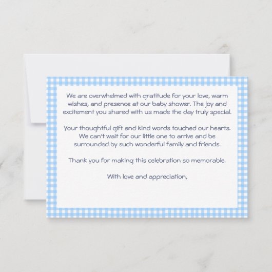 ピーターうさぎ男の赤ちゃんの赤ちゃんシャワー サンキューカード (裏面)