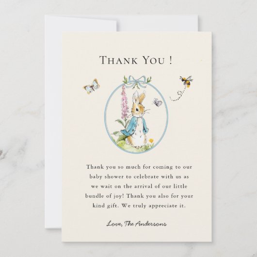 ピーターうさぎ男の赤ちゃんシャワーサンキューカード サンキューカード (正面)