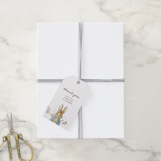 ピーターうさぎ赤ちゃんシャワーありがとうギフトラベル ギフトタグ (より糸付き)