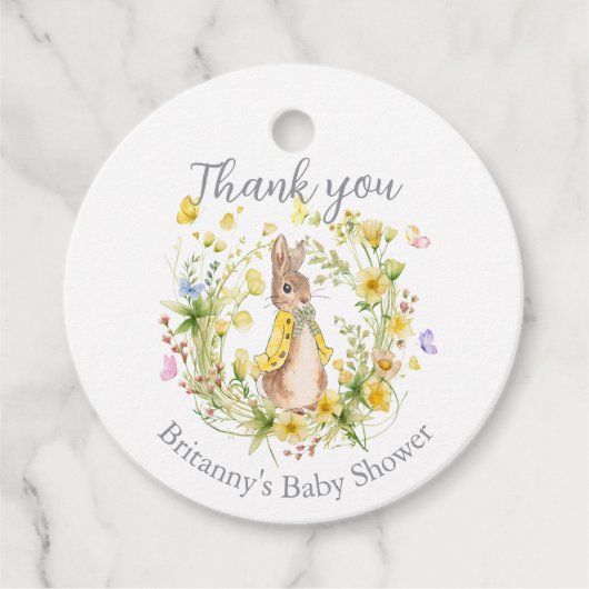 ピーターうさぎ赤ちゃんシャワーありがとうメッセージカード フェイバータグ (正面)