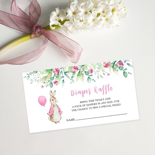 ピーターうさぎ赤ちゃんシャワーおむつラッフルインサートカード エンクロージャーカード