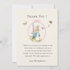 ピーターうさぎ赤ちゃん女の子シャワーサンキューカード サンキューカード