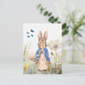 ピーターうさぎ野草と青い蝶 ポストカード (スタンド正面)