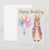 ピーターうさぎ お誕生日おめでとう サンキューカード (正面/裏面)