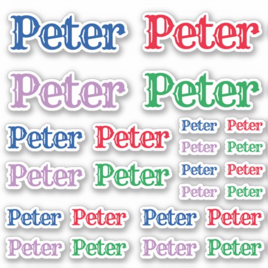 ピーターという名前の大きさの多様性 シール (正面)