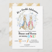 ピーターとフロプシー・ラビットの姉弟誕生日 招待状 (正面/裏面)