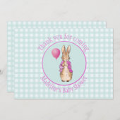 ピーターにウサギの赤ちゃんシャワーをパーソナライズ サンキューカード (正面/裏面)