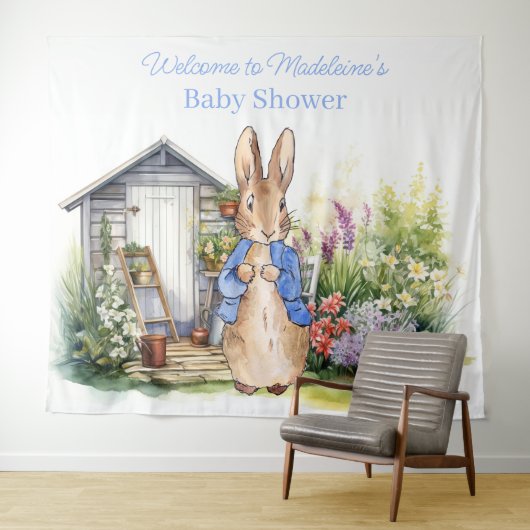 ピーターにウサギの赤ちゃんシャワーをパーソナライズ タペストリー (インサイチュ(横))