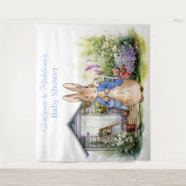 ピーターにウサギの赤ちゃんシャワーをパーソナライズ タペストリー