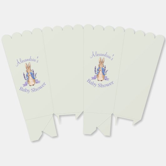 ピーターにウサギの赤ちゃんシャワーをパーソナライズ フェイバーボックス (見開き)