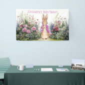 ピーターにウサギの赤ちゃんシャワーをパーソナライズ 横断幕 (トレードショー)