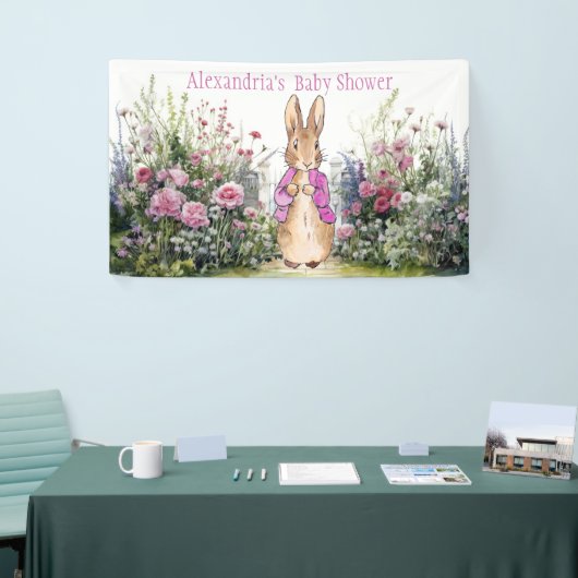 ピーターにウサギの赤ちゃんシャワーをパーソナライズ 横断幕 (トレードショー)
