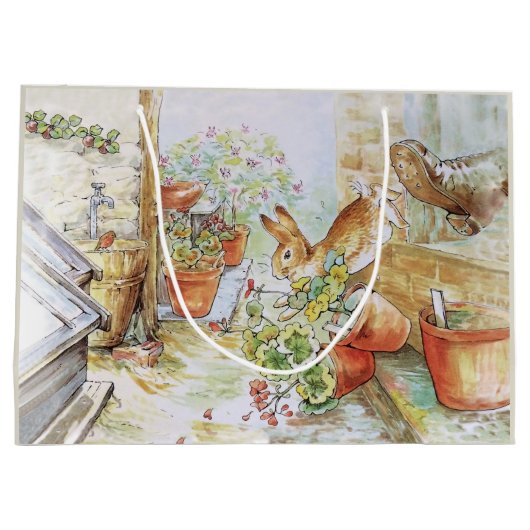 ピーターのうさぎが庭で転がり落ちた小屋 ラージペーパーバッグ (裏面)