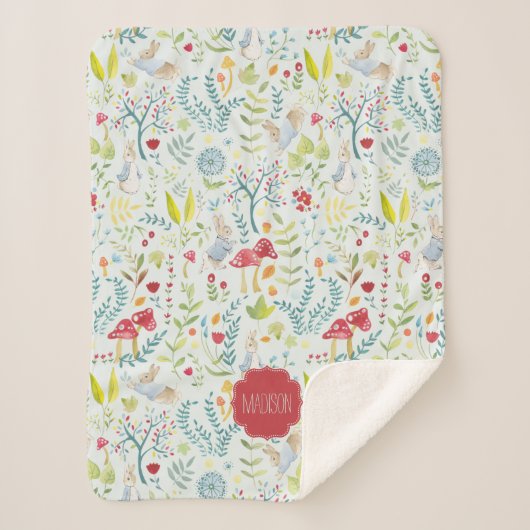 ピーターのウサギの|魅了された水彩画パターン シェルパブランケット (正面)