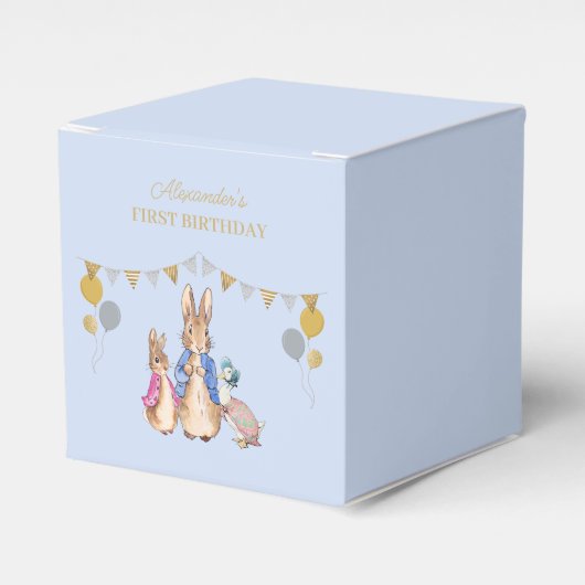 ピーターのウサギをパーソナライズ1st誕生日 フェイバーボックス (正面サイド)