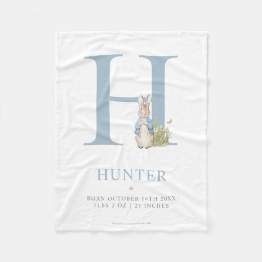 ピーターのウサギ|のパーソナライズな手紙H フリースブランケット (正面)