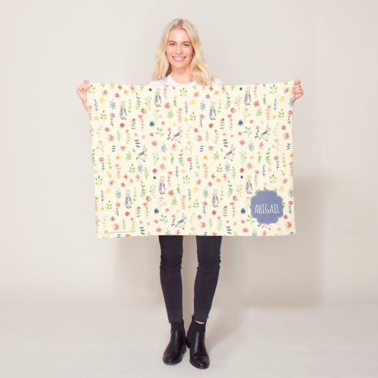 ピーターのウサギ|の花の水彩画パターン フリースブランケット (インサイチュ)