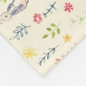 ピーターのウサギ|の花の水彩画パターン フリースブランケット (角)