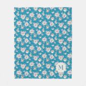 ピーターのウサギ|の青の花の庭パターン フリースブランケット (正面)