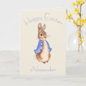 ピーターのパーソナライズうさぎハッピーイースター カード (黄色い花)