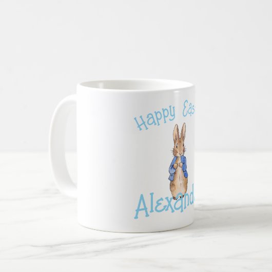 ピーターのパーソナライズうさぎハッピーイースター コーヒーマグカップ (正面左)