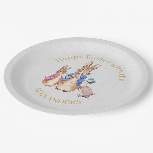 ピーターのパーソナライズうさぎハッピーイースター ペーパープレート (アングル)